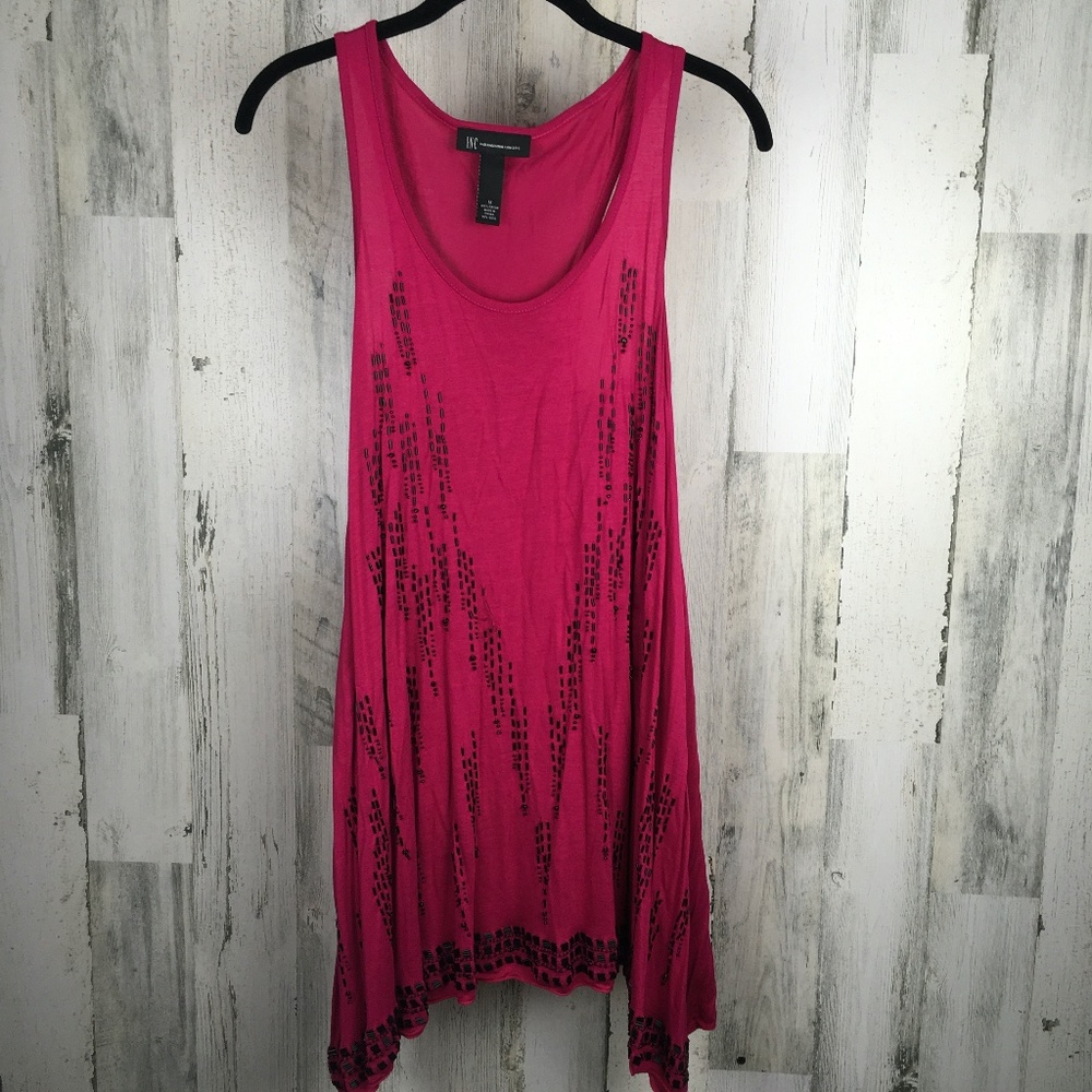 INC Hot Pink/Black beaded Tank Size M
